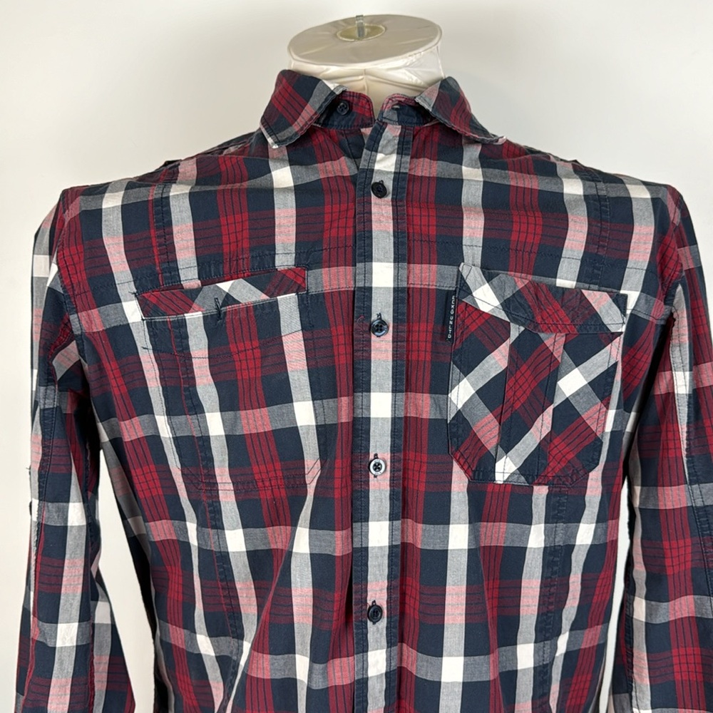ECKO-UNLTD.™️ Men's Size XL Blue/Red Plaid Long Sleeve Button Front Shirt